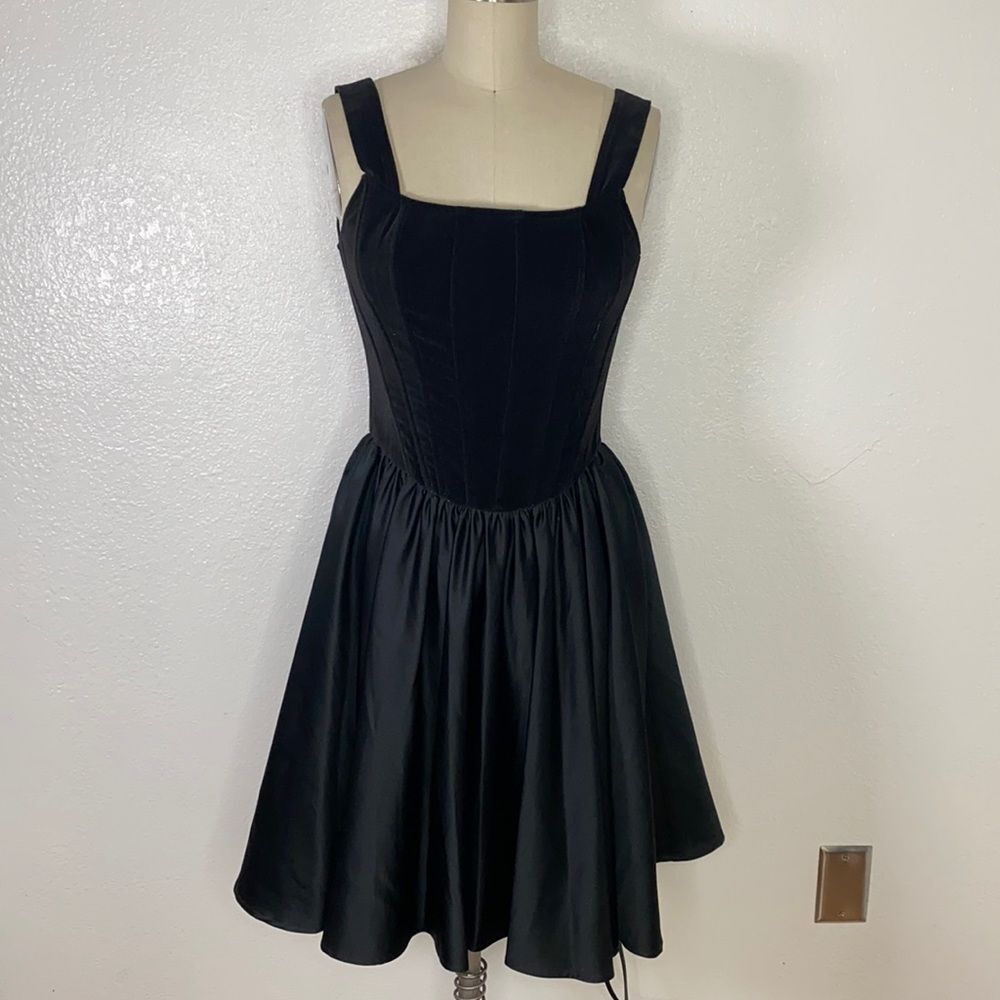 Vintage Andrea Jovine black corset party dress 80s 6
